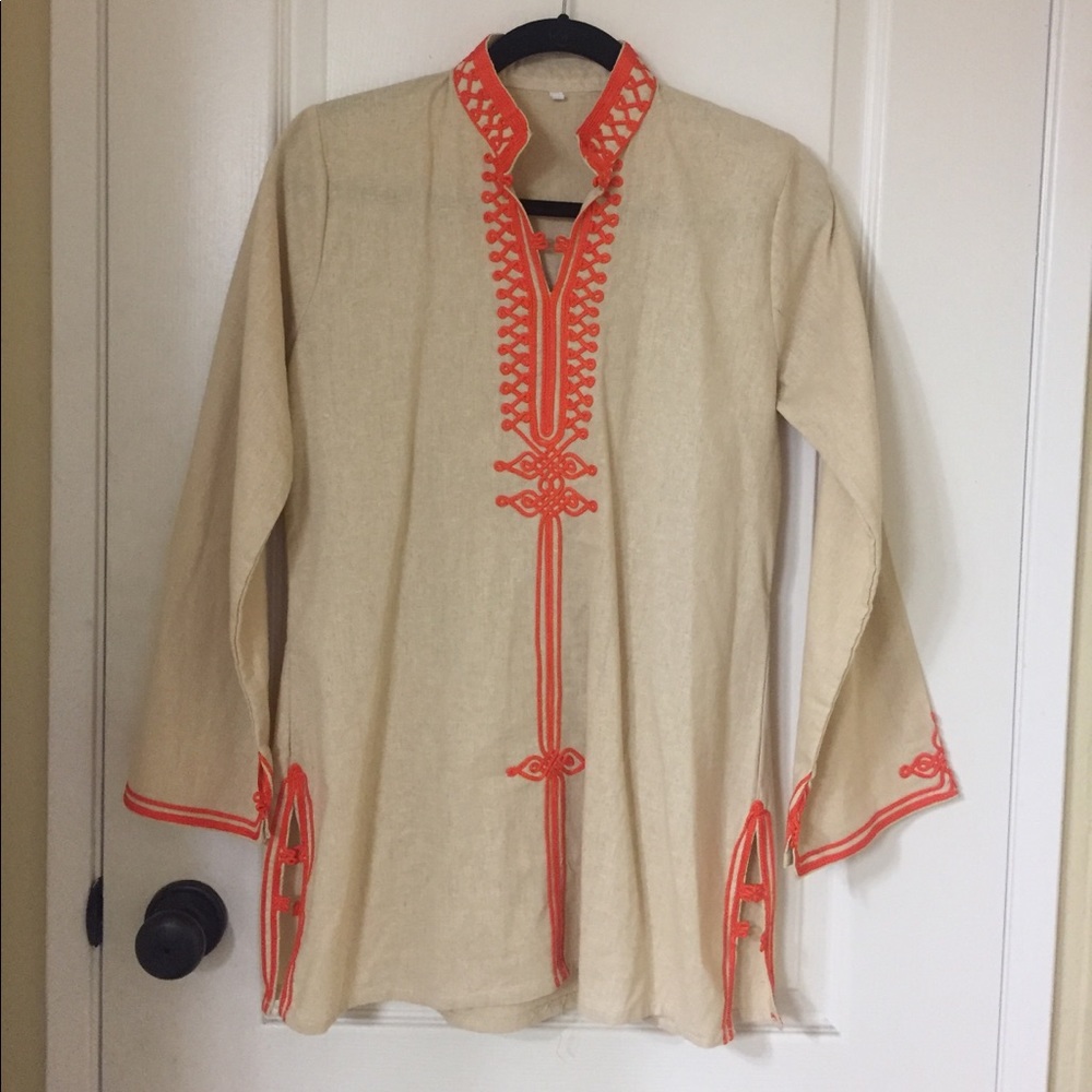 African cream and orange dashiki